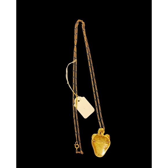 Suzanne Bjontegard Vintage Strawberry Necklace Brooch Gold Tone Ruby Rhinestone - Picture 5 of 5